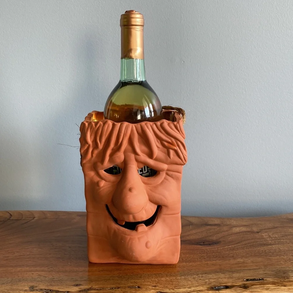 Halloween Terra-cotta witch luminary or wine chiller